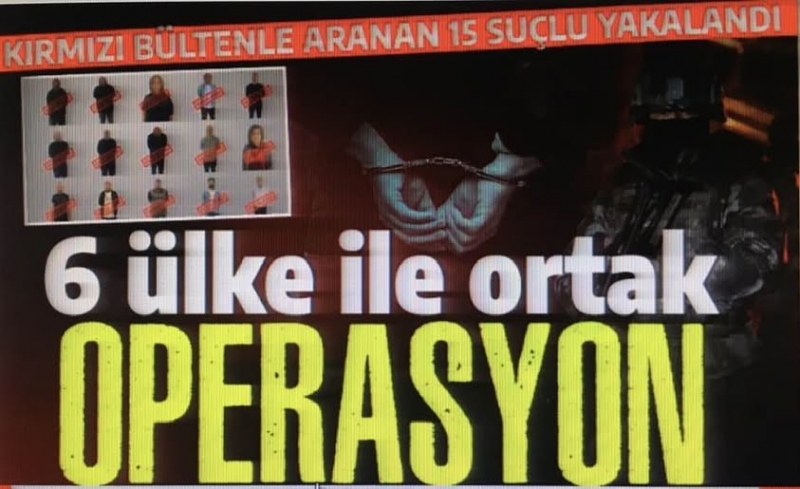 6 ülke ile ortak operasyon: Kırmızı bültenle ve ulusal seviyede aranan 15 kişi Türkiye'ye getirildi