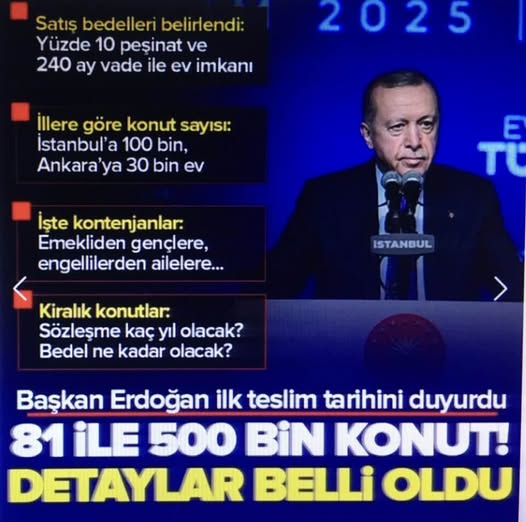 Başkan Erdoğan 500 bin sosyal konut projesinin detaylarını açıkladı: 240 ay vade 6 bin 750 TL taksit