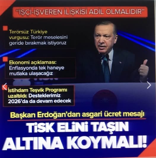 Başkan Erdoğan'dan işverene asgari ücret mesajı: 