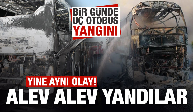 Çeşme’de tur otobüsü yandı