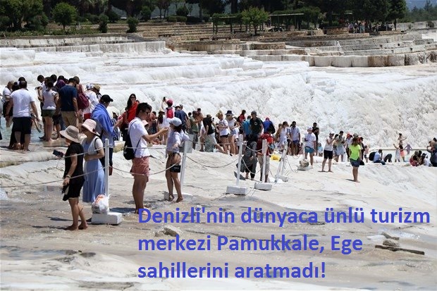 Denizli'nin dünyaca ünlü turizm merkezi Pamukkale, Ege sahillerini aratmadı!.
