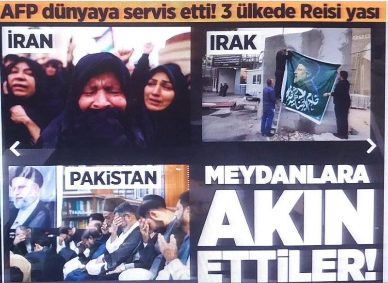 Helikopter kazasında ölen Reisi için Tahran'da matem töreni! Cami kubbesine siyah matem bayrağı çekildi
