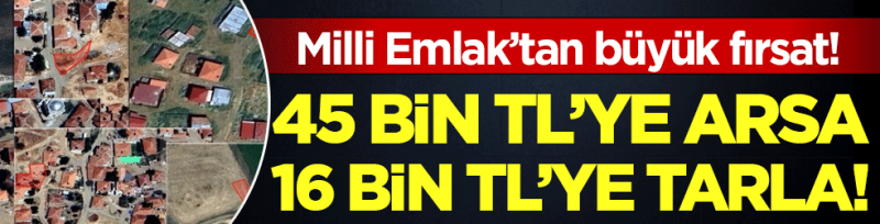 Milli Emlak'tan büyük fırsat: 45.000 TL'ye arsa, 16 bin TL'ye tarla...