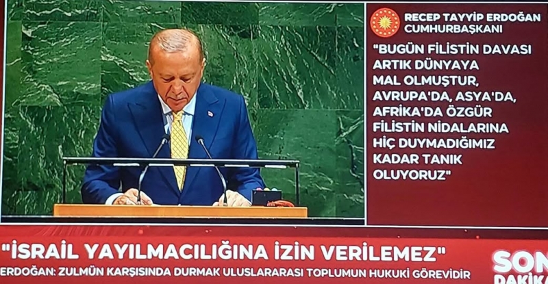 Son dakika... Cumhurbaşkanı Erdoğan BM'de fotoğraflarla dünyaya seslendi: Gazze'de insanlık ölüyor