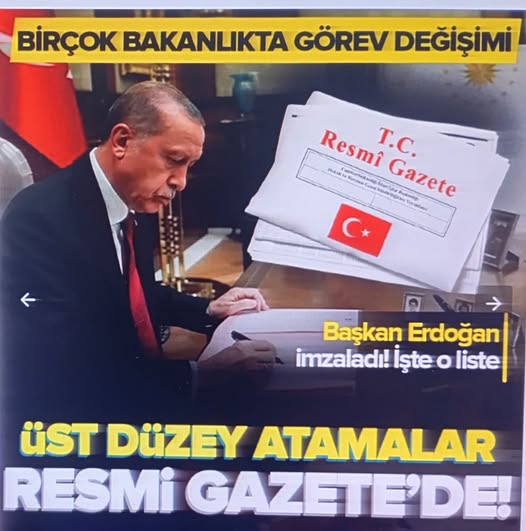 Başkan Recep Tayyip Erdoğan imzaladı:  Atama ve görevden alma kararları Resmi Gazete'de