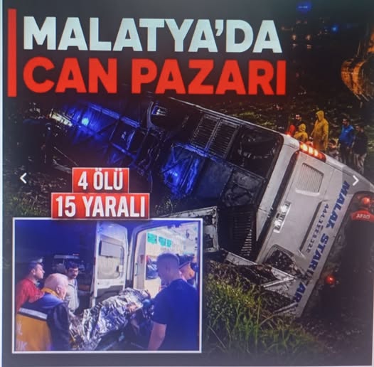 Malatya'da yolcu otobüsü şarampole devrildi: 4 ölü, 15 yaralı