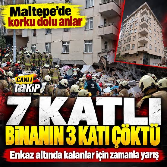 Maltepe’de 7 katlı bina çöktü! Valilik açıkladı: 10 kişi kurtarıldı 2 kişinin cansız bedenine ulaşıldı