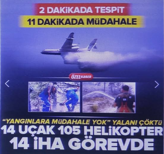 'Orman yangınlarına müdahale edilmiyor' yalanı çöktü! 27 uçak 105 helikopter 14 İHA görevde