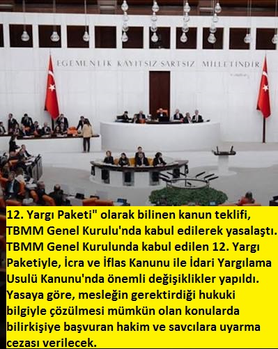 12'inci Yargı Paketi, TBMM Genel Kurulu'nda kabul edildi