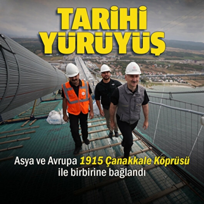 1915 Çanakkale Köprüsü için büyük gün: İlk adım atıldı! 318 metre yükseklikten görüntülendi.