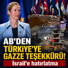 AB Yüksek Temsilcisi Kaja Kallas, Gazze'de varılan anlaşmaya destek verdi ve arabuluculuk sürecindeki Türkiye'ye teşekkür etti