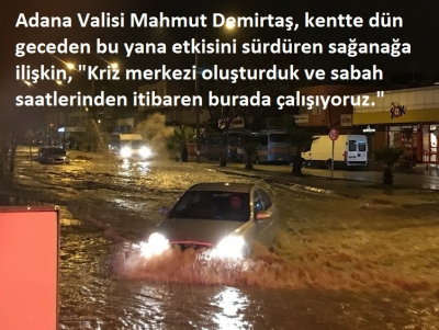 Adana sular altında! Kanal taştı