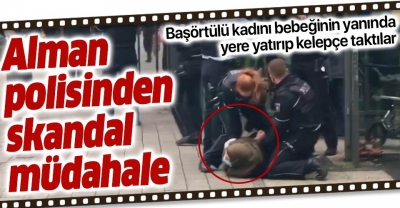 Almanya’da başörtülü kadına karşı polis şiddeti! Görüntüler infial yarattı.