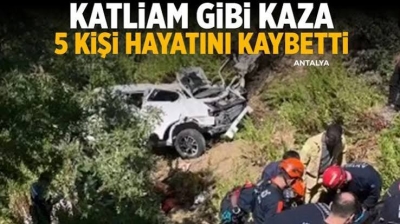 Antalya-Konya yolunda otomobil uçurumdan yuvarlandı: 5 ölü 2 yaralı... Aynı mevkide defalarca kaza yaşandı