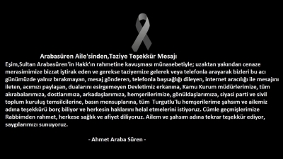 Arabasüren Aile'sinden,Taziye Teşekkür Mesajı