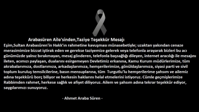 Arabasüren Aile'sinden,Taziye Teşekkür Mesajı