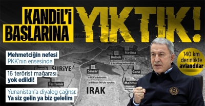Asos'ta operasyon! Bakan Akar: Türkiye sınırına 140 km mesafedeki 16 mağara vuruldu