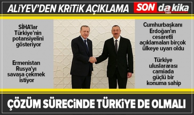 Azerbaycan Cumhurbaşkanı Aliyev: Erdoğan'ın cesaretli açıklamaları ülkelere uyarı oldu.