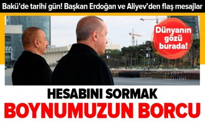 Azerbaycan'daki Zafer Günü'nün Onur Konuğu Başkan Erdoğan Bakü'de! Azerbaycan'da büyük heyecan