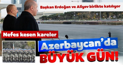 Azerbaycan'daki Zafer Günü'nün Onur Konuğu Başkan Erdoğan Bakü'de! Azerbaycan'da büyük heyecan.