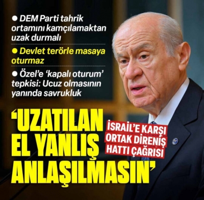 Bahçeli 'DEM Parti uzattığım eli sabote etmemeli' diyerek uyardı: Devlet terörle masaya oturmaz
