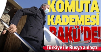 Bakan Akar ve TSK komuta kademesi Ortak Merkez’de görev yapacak Türk askerleri ile Bakü'de bir araya geldi.