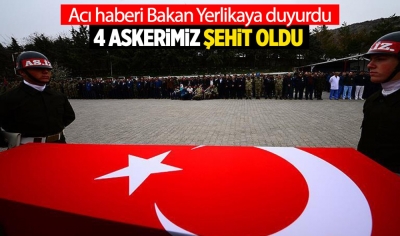 Bakan Yerlikaya acı haberi duyurdu! Zırhlı aracın devrilmesi sonucu 4 askerimiz şehit oldu, 1 askerimiz yaralandı 