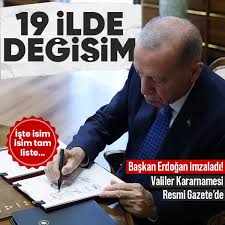 Başkan Erdoğan imzaladı! Valiler Kararnamesi Resmi Gazete'de: 19 ilde değişim