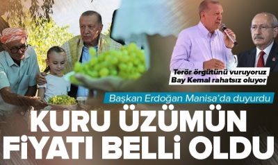 Başkan Erdoğan Manisa'da müjdeyi verdi! Kuru üzüm alım fiyatı belli oldu