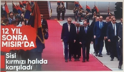 Başkan Erdoğan Mısır'da! Abdulfettah es-Sisi kırmızı halı serdi, uçağın kapısında karşıladı... İttihadiye Sarayı'nda resmi tören