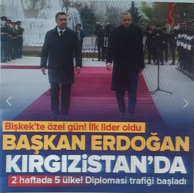 Başkan Erdoğan Türk Devlet Teşkilatı Devlet Başkanları Konseyi’ne katılmak üzere Kırgızistan'da 