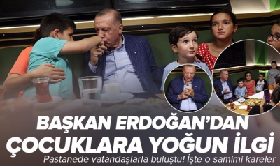 Başkan Erdoğan vatandaşlarla pastanede buluştu! Çocuklarla yakından ilgilendi... İşte o samimi kareler 