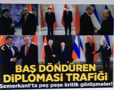 Başkan Erdoğan ve Vladimir Putin'den kol kola sohbet: Özbekistan'daki o anlar sosyal medyada gündem oldu