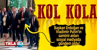 Başkan Erdoğan ve Vladimir Putin'den kol kola sohbet: Özbekistan'daki o anlar sosyal medyada gündem oldu