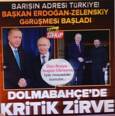 Başkan Erdoğan'dan barış için yoğun mesai! Ukrayna lideri Zelenskiy ile İstanbul'da görüşüyor.
 Giriş Tarihi:
04 Nisan 2026 14:14
Son Güncelleme:
04 Nisan 2026 16:25