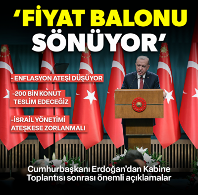 Başkan Erdoğan'dan enflasyon mesajı: Sene sonunda enflasyonu hedeflediğimiz seviyelere indireceğiz