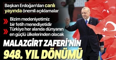 Başkan Erdoğan'dan Malazgirt Zaferi'nin 948. yıl dönümünde tarihi mesajlar