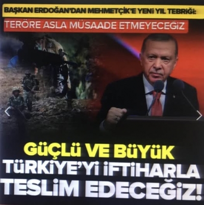 Başkan Erdoğan'dan Mehmetçiğe yeni yıl tebriği! Terörsüz Türkiye hedefine emin adımlarla: Tarihi bir fırsat yakaladık