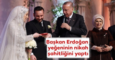 Başkan Recep Tayyip Erdoğan, yeğeni Sevde Erdoğan ile Ersin Özsoy'un nikahında şahitlik yaptı..