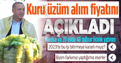 Başkan Recep Tayyip Erdoğan'dan Manisa'daki açılış töreninde önemli açıklamalar! Kuru üzümün alış fiyatı belli oldu! 2022 kuru üzüm fiyatı...