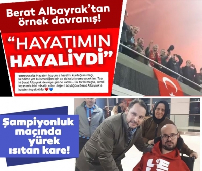 Berat Albayrak'tan örnek davranış: Trabzonspor’un şampiyonluk maçında stadyuma giremeyen engelli vatandaşı locasında ağırladı 