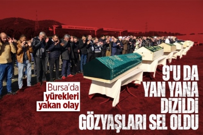 Bursa’daki yangının ateşi Türkiye’nin yüreğine düştü! Boğazları düğümleyen acı: 9 tabut yan yana…. 