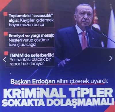 Ceza infaz hükümleri değişiyor! Cumhurbaşkanı Erdoğan: Kriminal tipler sokakta dolaşamayacak