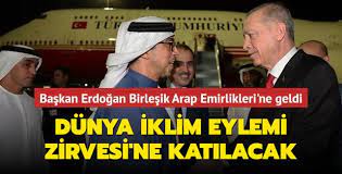 Çiçeklerle karşılandılar! Başkan Erdoğan, Dünya İklim Eylemi Zirvesi'ne katılmak üzere Birleşik Arap Emirlikleri'ne geldi