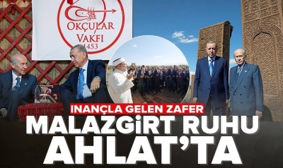 Cumhurbaşkanı Ahlat'ı gezdi: Erdoğan ve Bahçeli'den dikkat çeken kareler!