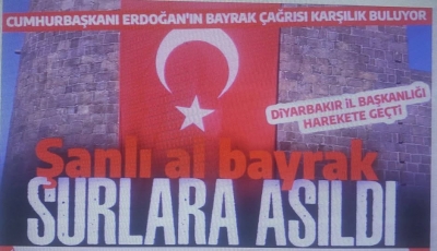 Cumhurbaşkanı Erdoğan'ın çağrısı karşılık buldu! Diyarbakır'da surlar Türk Bayrağı ile donatıldı 