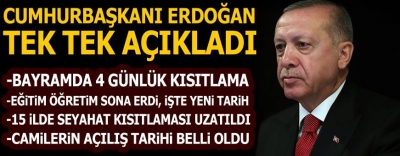 Manisa Habercilik - Cumhurbaşkanı Erdoğan yeni corona virüs tedbirlerini açıkladı
