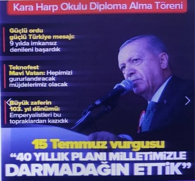 Cumhurbaşkanı Erdoğan'dan Harp Okulları Mezuniyet Töreni'nde net mesaj: Milletimiz esarete boyun eğmez! Milletimiz esarete boyun eğmez!