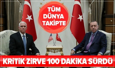 Cumhurbaşkanlığı Külliyesi'nde basına kapalı gerçekleştirilen kabul, 1 saat 40 dakika sürdü.