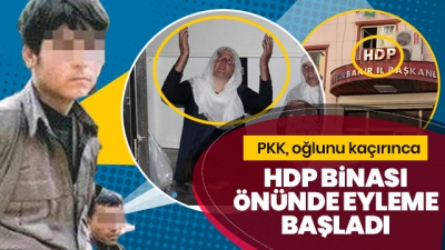 Dağa kaçırıldığını iddia ettiği oğlu için HDP önünde oturma eylemine başladı.